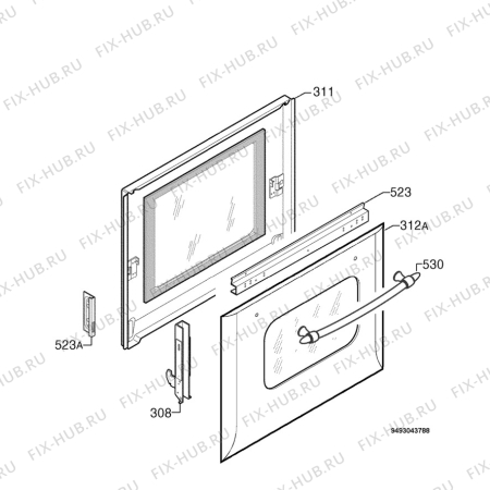 Взрыв-схема плиты (духовки) Rex Electrolux FRS50S - Схема узла Door 003